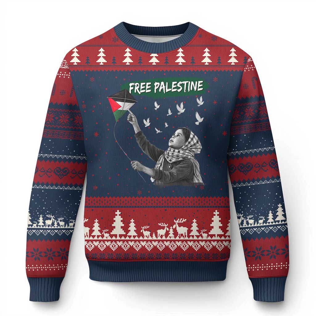 Free Palestine Ugly Christmas Sweater Gaza Palestinian Flag - Wonder Print Shop