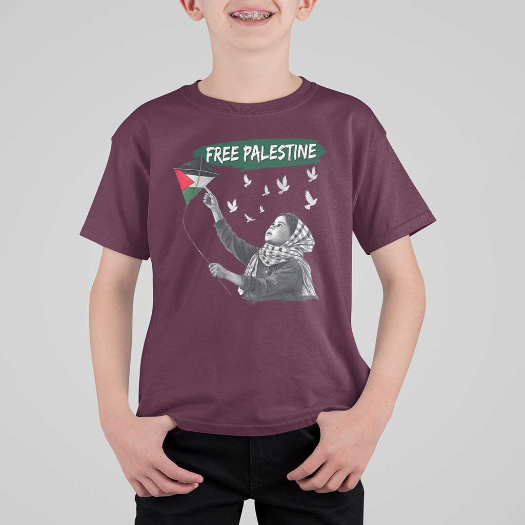 Free Palestine T Shirt For Kid Gaza Palestinian Flag - Wonder Print Shop