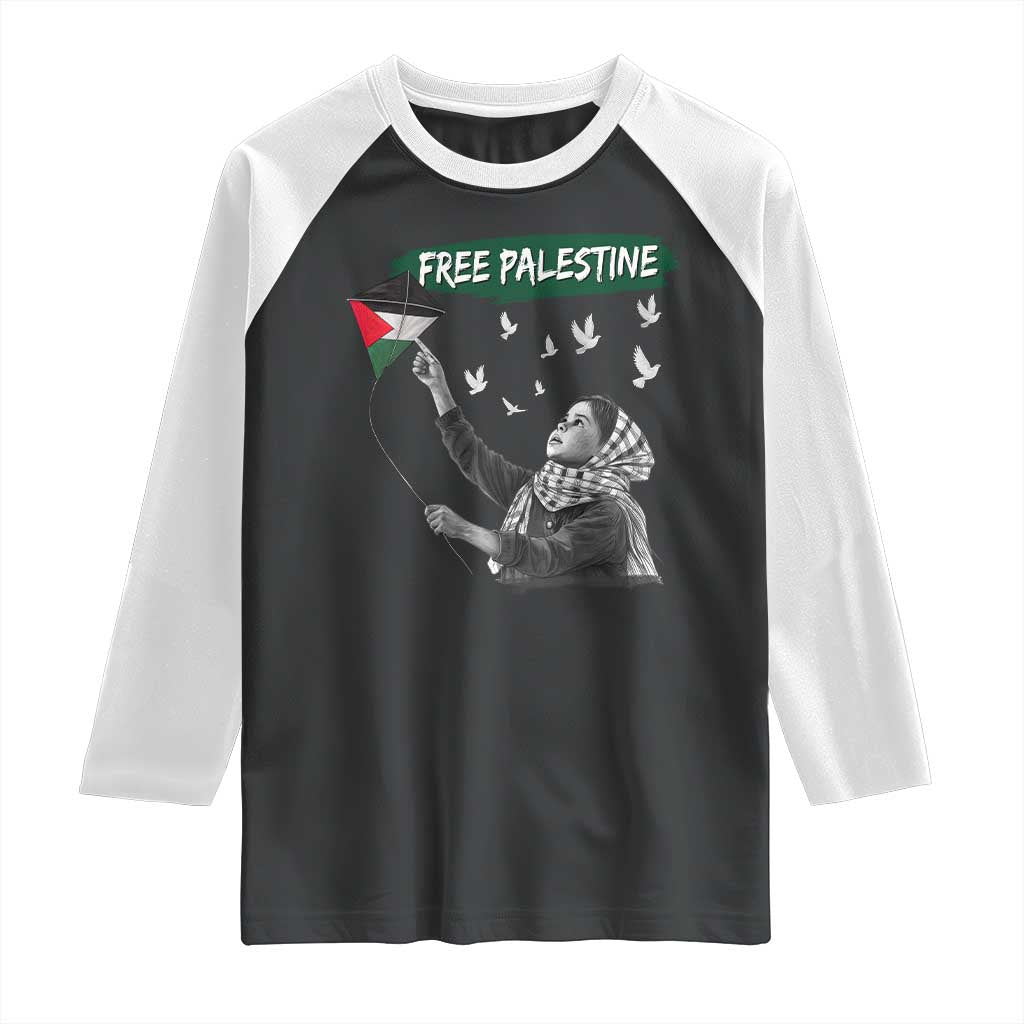 Free Palestine Raglan Shirt Gaza Palestinian Flag - Wonder Print Shop