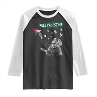 Free Palestine Raglan Shirt Gaza Palestinian Flag - Wonder Print Shop