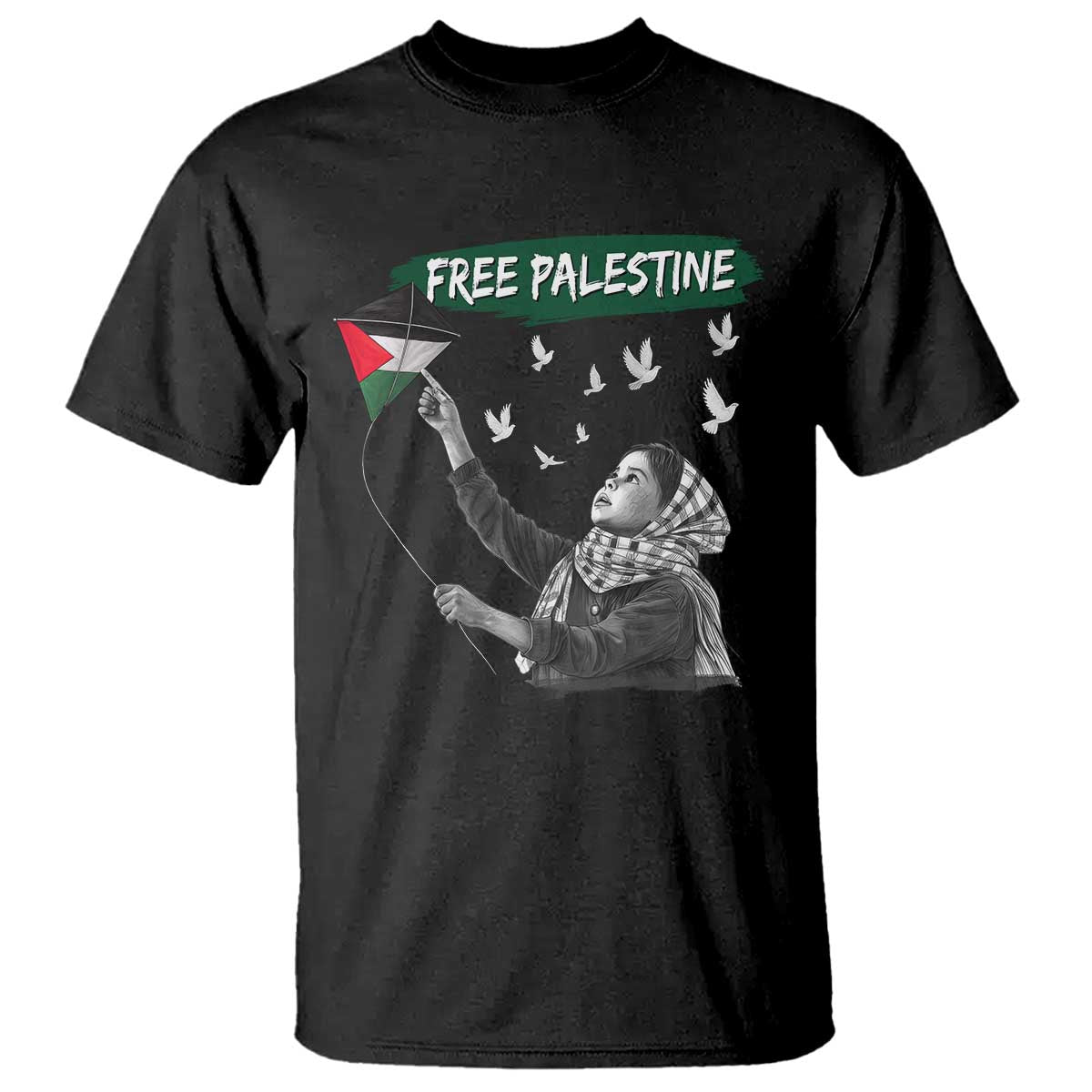 Free Palestine T Shirt Gaza Palestinian Flag - Wonder Print Shop