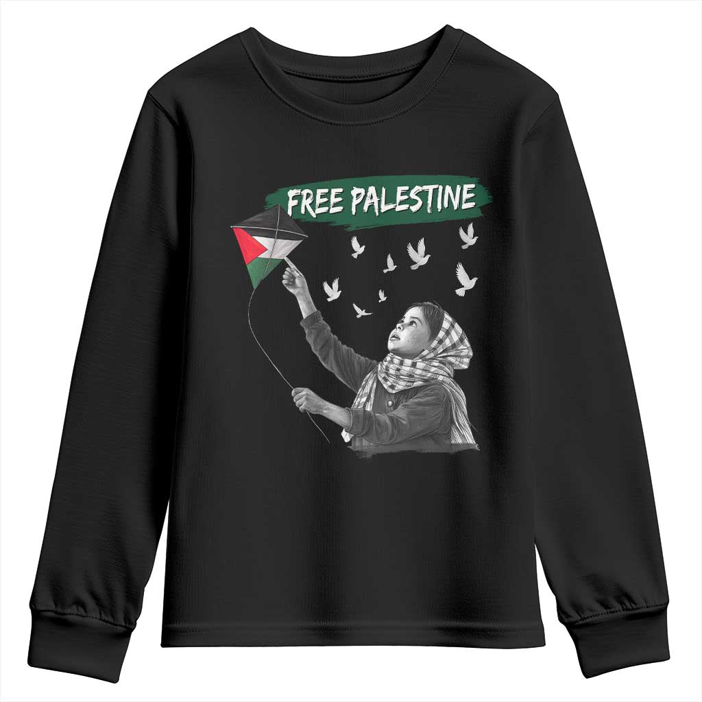 Free Palestine Youth Sweatshirt Gaza Palestinian Flag - Wonder Print Shop