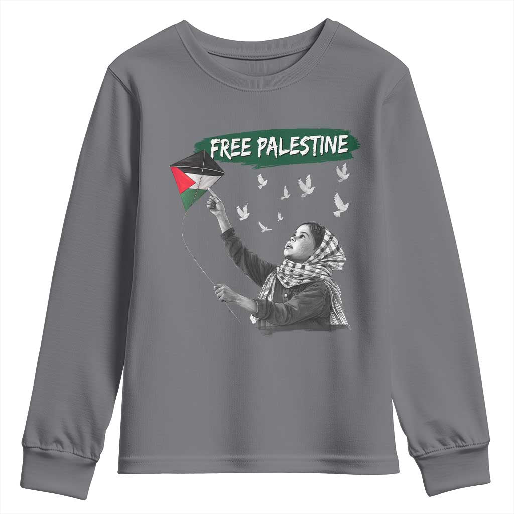 Free Palestine Youth Sweatshirt Gaza Palestinian Flag - Wonder Print Shop