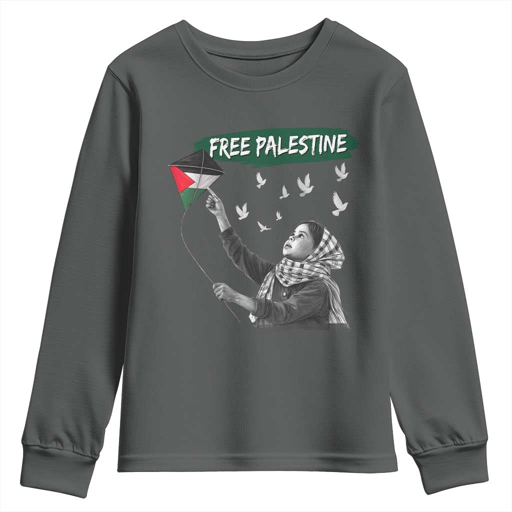 Free Palestine Youth Sweatshirt Gaza Palestinian Flag - Wonder Print Shop
