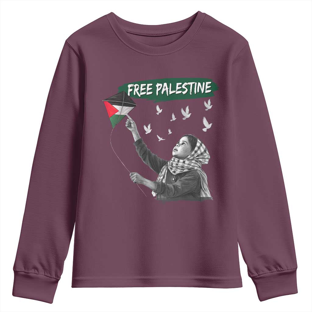 Free Palestine Youth Sweatshirt Gaza Palestinian Flag - Wonder Print Shop