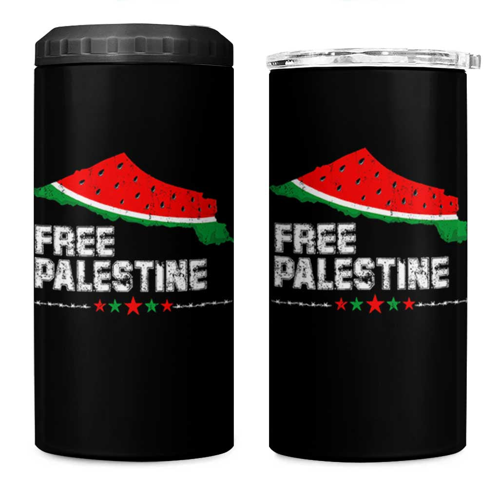 Free Palestine 4 in 1 Can Cooler Tumbler Watermelon Map - Wonder Print Shop