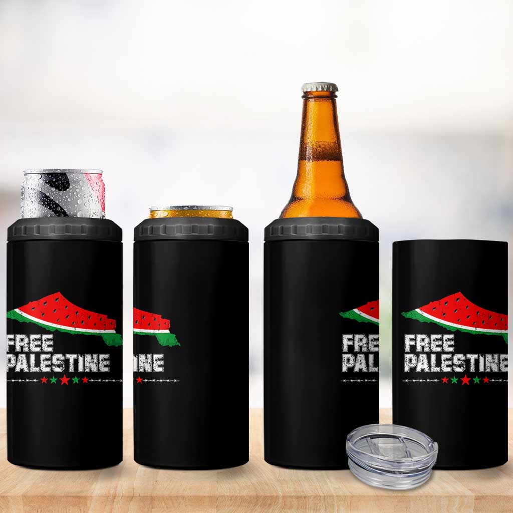 Free Palestine 4 in 1 Can Cooler Tumbler Watermelon Map - Wonder Print Shop