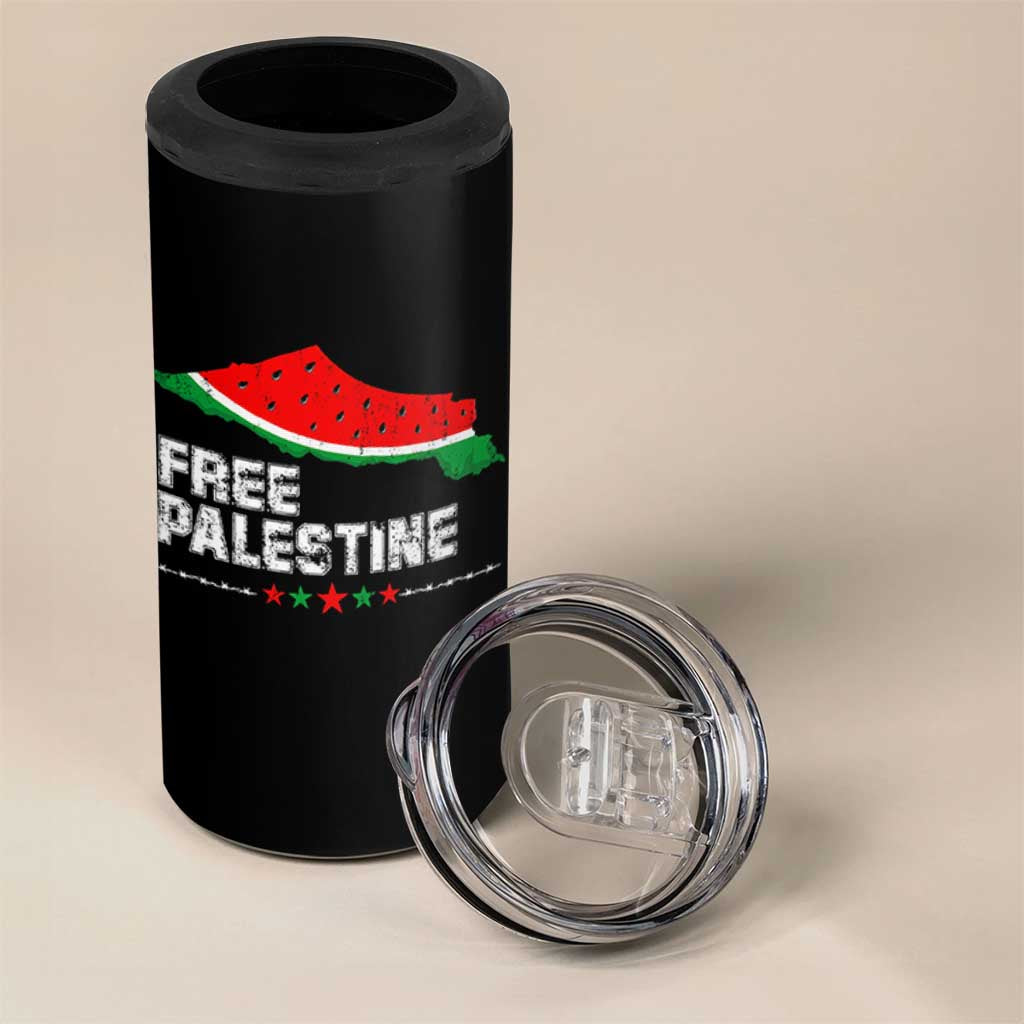 Free Palestine 4 in 1 Can Cooler Tumbler Watermelon Map - Wonder Print Shop