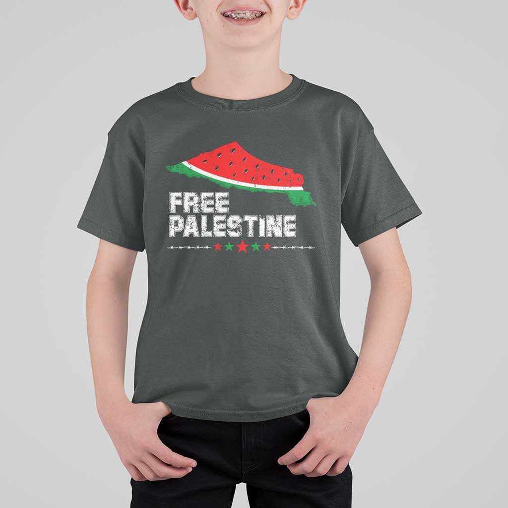 Free Palestine T Shirt For Kid Watermelon Map - Wonder Print Shop