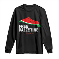 Free Palestine Long Sleeve Shirt Watermelon Map - Wonder Print Shop