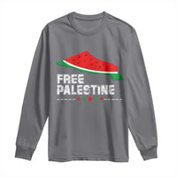 Free Palestine Long Sleeve Shirt Watermelon Map - Wonder Print Shop