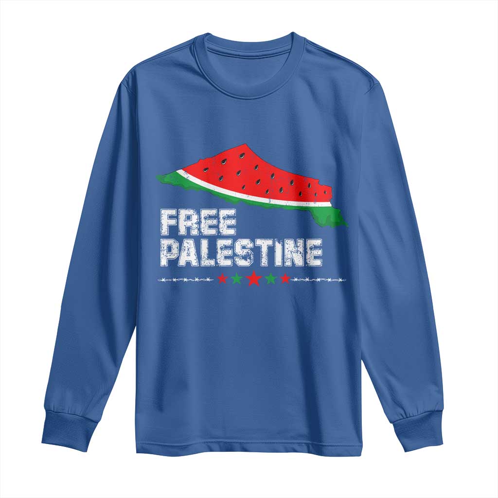 Free Palestine Long Sleeve Shirt Watermelon Map - Wonder Print Shop