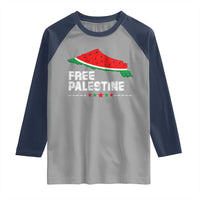 Free Palestine Raglan Shirt Watermelon Map - Wonder Print Shop