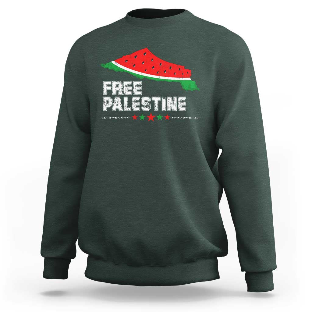 Free Palestine Sweatshirt Watermelon Map - Wonder Print Shop