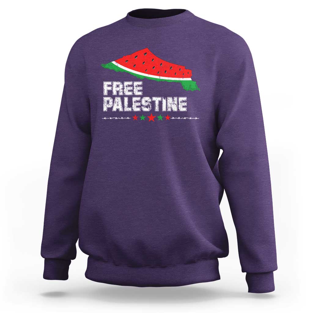 Free Palestine Sweatshirt Watermelon Map - Wonder Print Shop