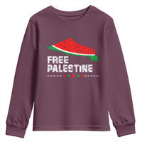 Free Palestine Youth Sweatshirt Watermelon Map - Wonder Print Shop