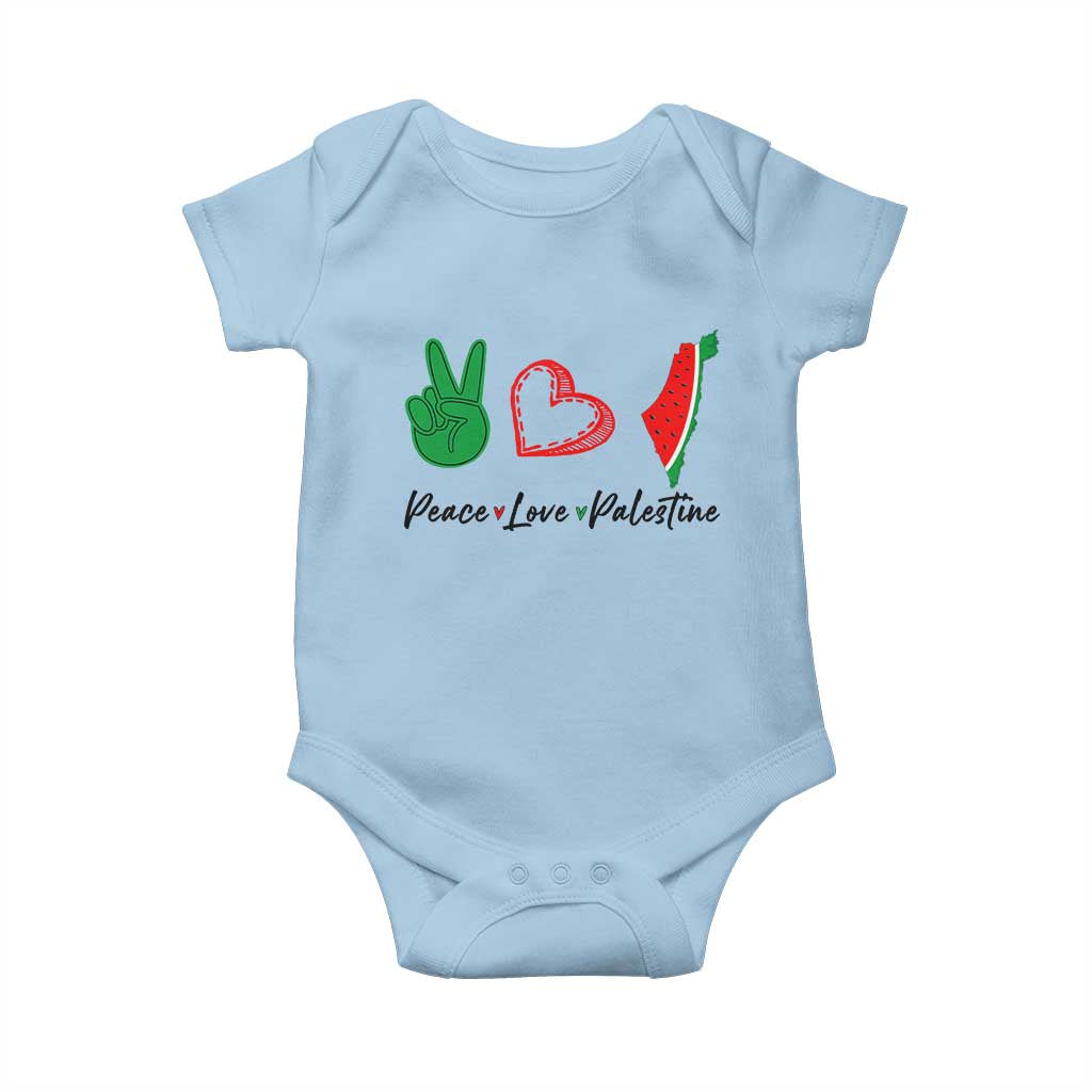 Peace Love Palestine Baby Onesie Gaza Palestinian Flag - Wonder Print Shop
