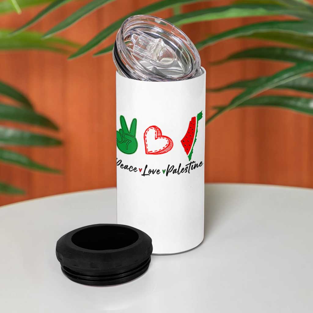 Peace Love Palestine 4 in 1 Can Cooler Tumbler Gaza Palestinian Flag - Wonder Print Shop