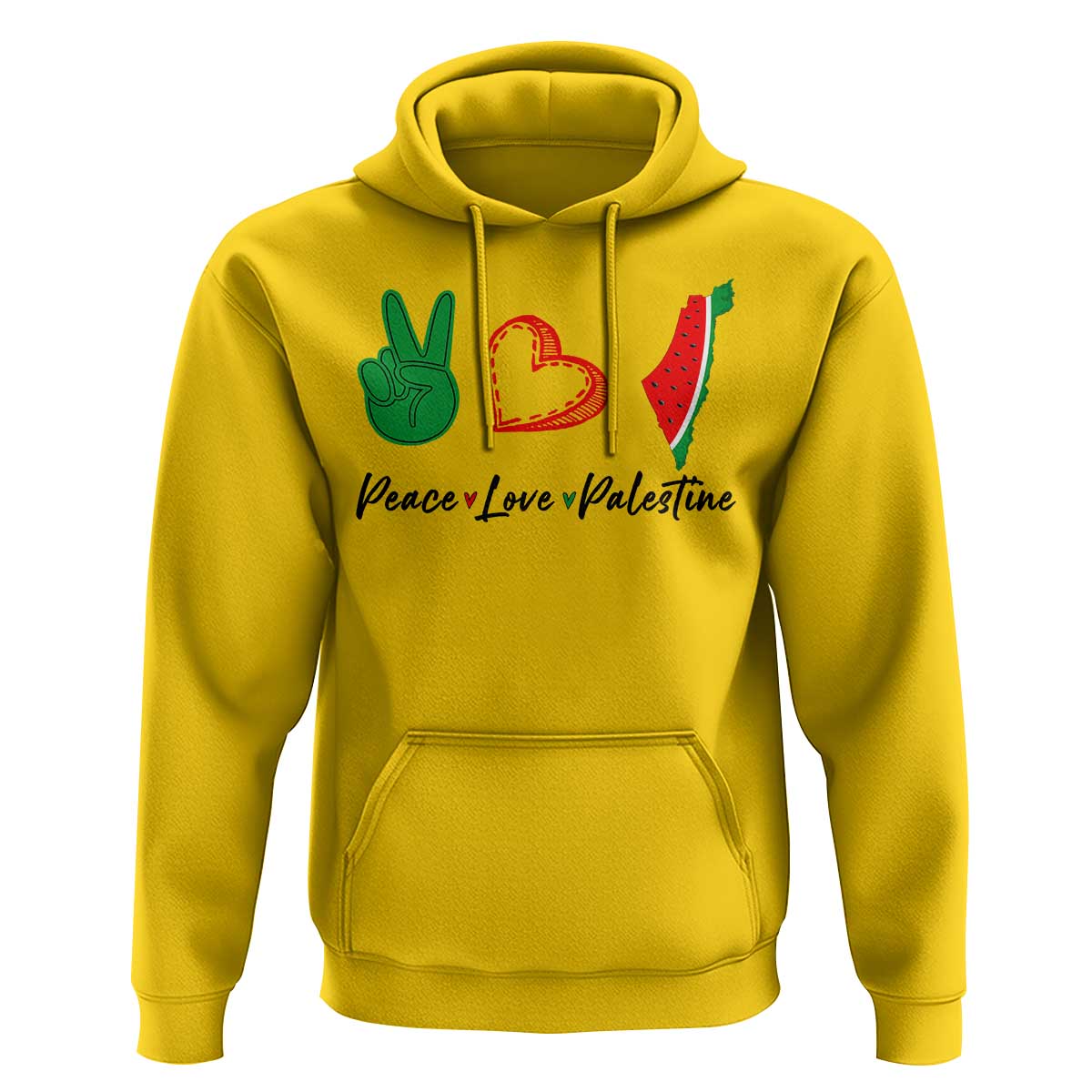 Peace Love Palestine Hoodie Gaza Palestinian Flag - Wonder Print Shop