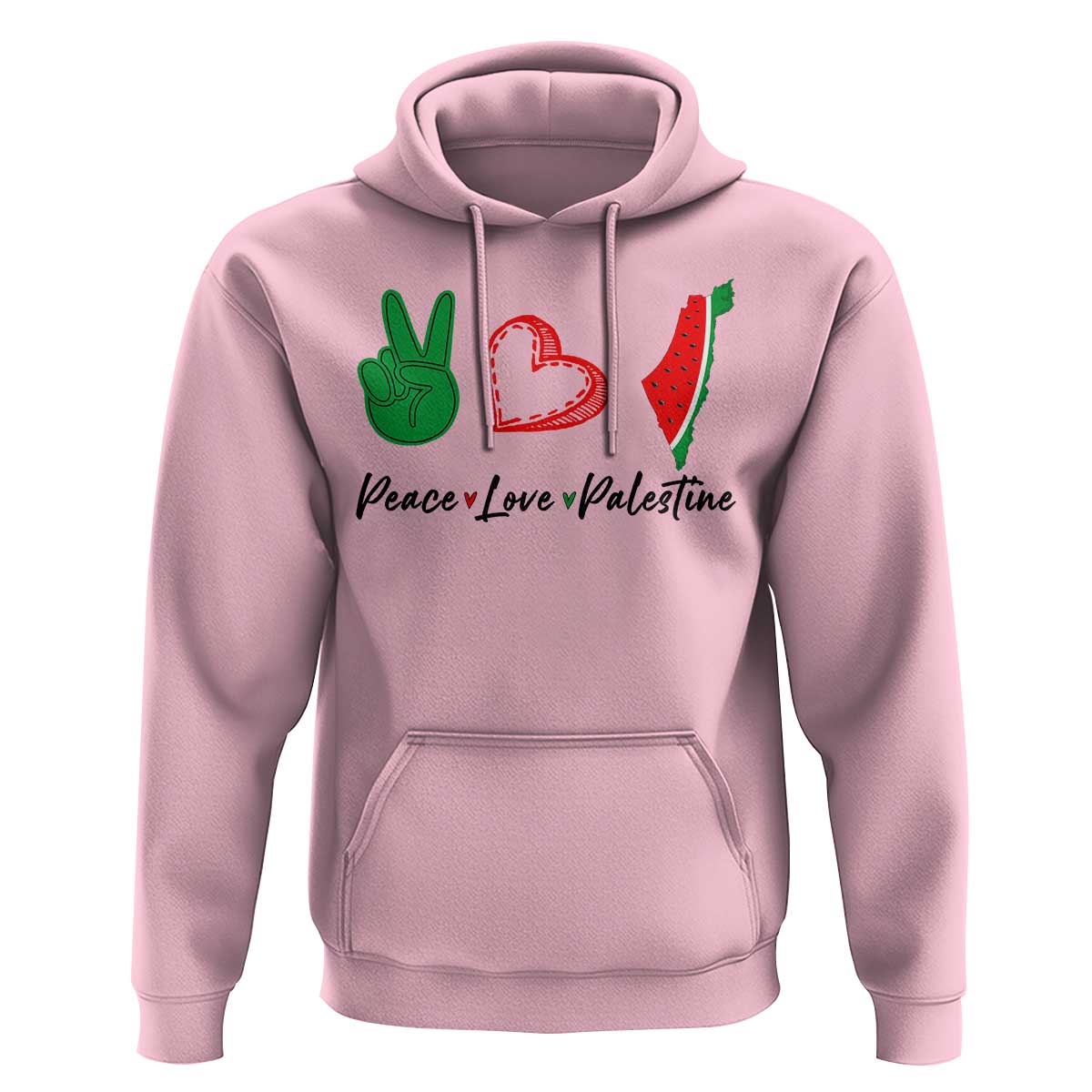 Peace Love Palestine Hoodie Gaza Palestinian Flag - Wonder Print Shop