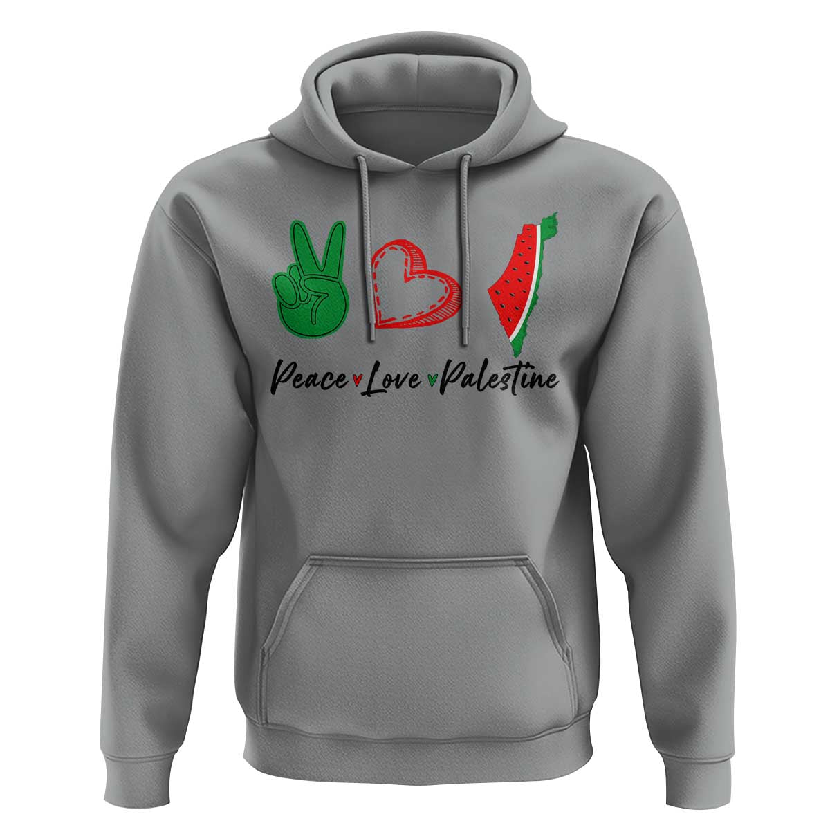 Peace Love Palestine Hoodie Gaza Palestinian Flag - Wonder Print Shop