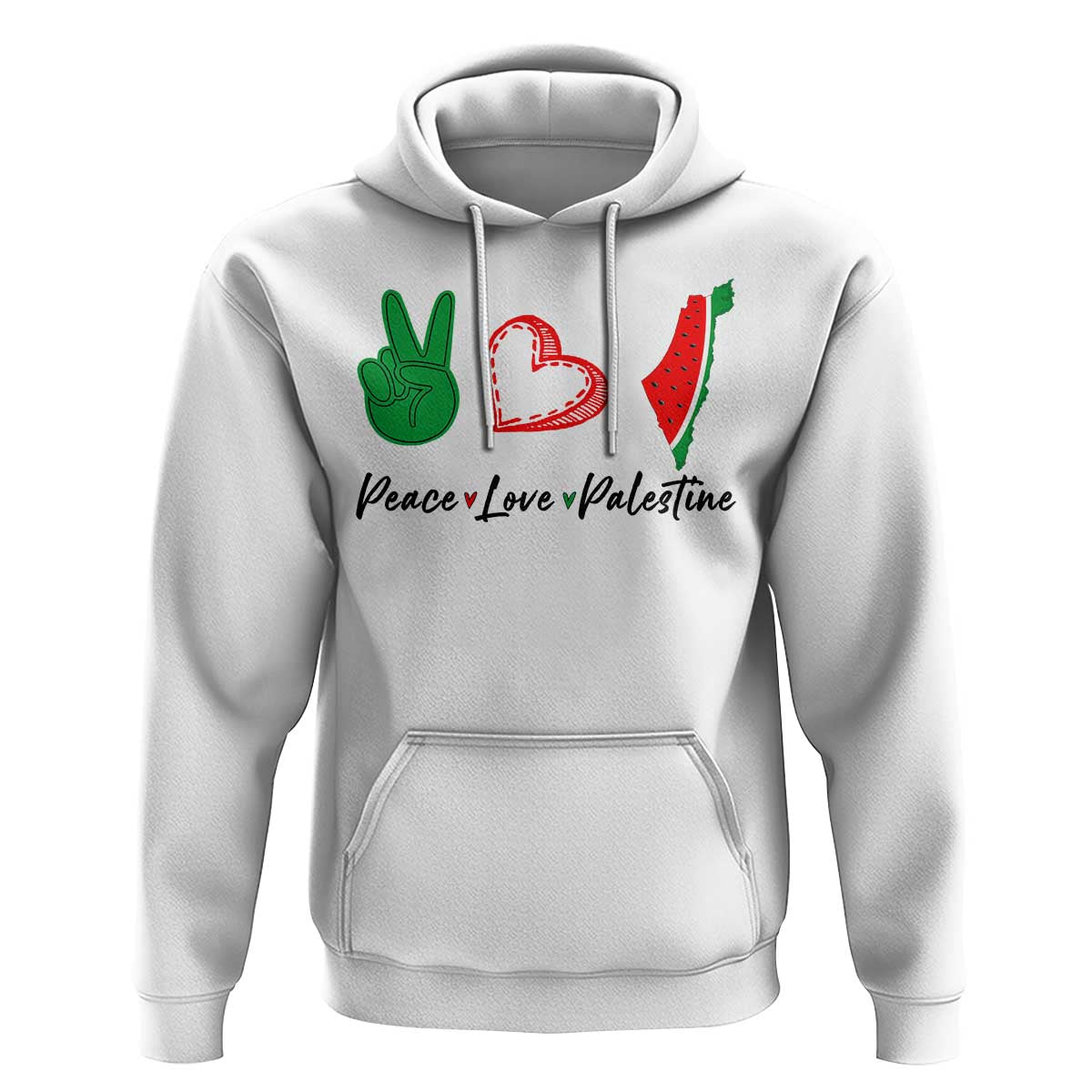 Peace Love Palestine Hoodie Gaza Palestinian Flag - Wonder Print Shop