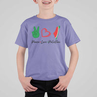 Peace Love Palestine T Shirt For Kid Gaza Palestinian Flag - Wonder Print Shop
