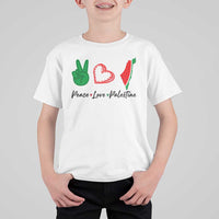 Peace Love Palestine T Shirt For Kid Gaza Palestinian Flag - Wonder Print Shop