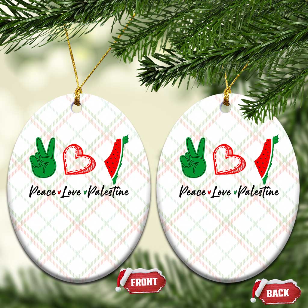Peace Love Palestine Ceramic Ornament Gaza Palestinian Flag - Wonder Print Shop