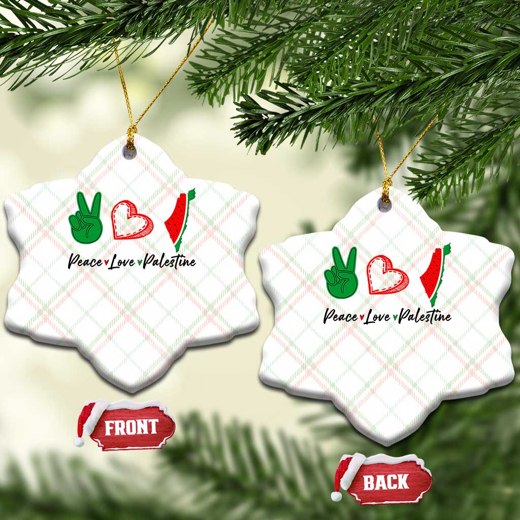 Peace Love Palestine Ceramic Ornament Gaza Palestinian Flag - Wonder Print Shop
