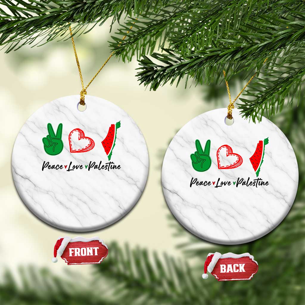 Peace Love Palestine Ceramic Ornament Gaza Palestinian Flag - Wonder Print Shop