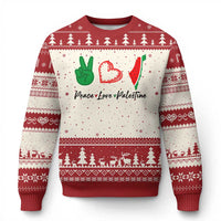 Peace Love Palestine Ugly Christmas Sweater Gaza Palestinian Flag - Wonder Print Shop