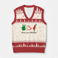 Peace Love Palestine V-Neck Knit Sweater Vest Gaza Palestinian Flag - Wonder Print Shop