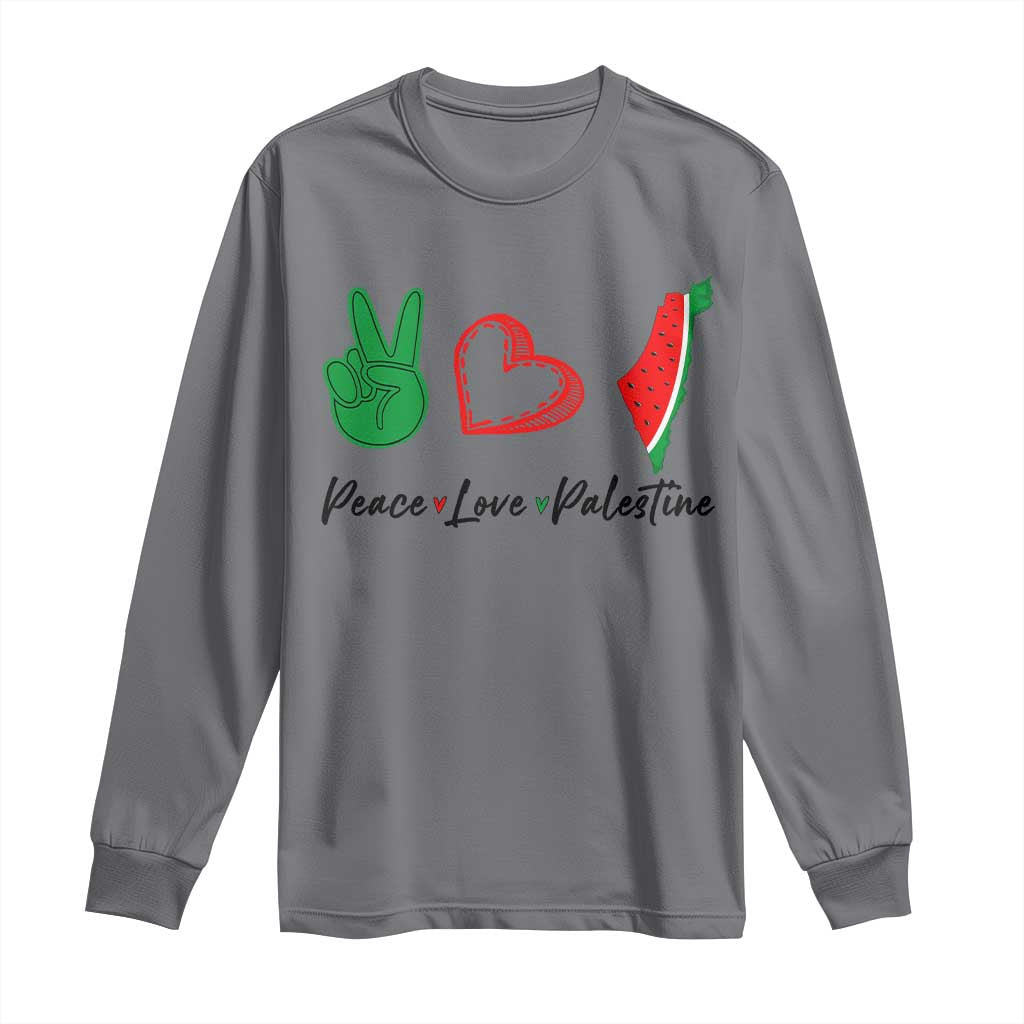 Peace Love Palestine Long Sleeve Shirt Gaza Palestinian Flag - Wonder Print Shop