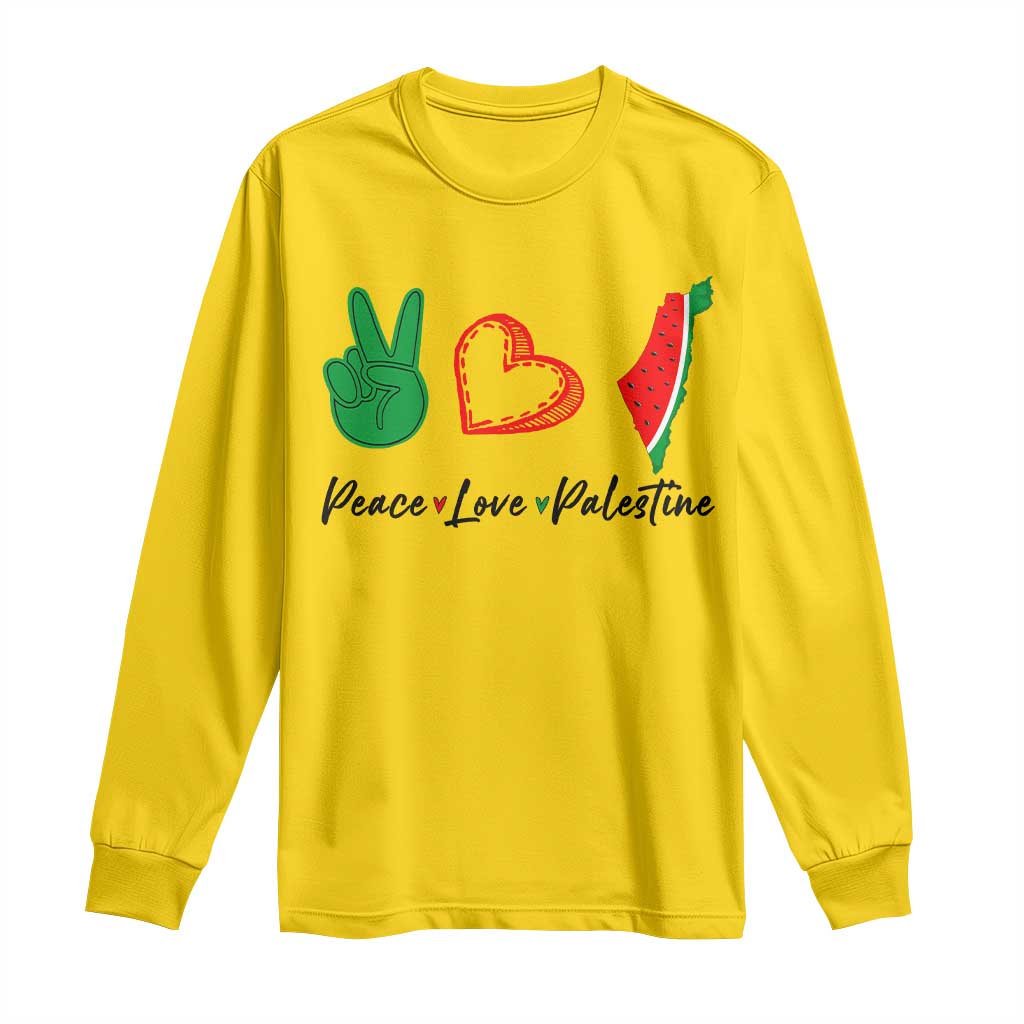Peace Love Palestine Long Sleeve Shirt Gaza Palestinian Flag - Wonder Print Shop