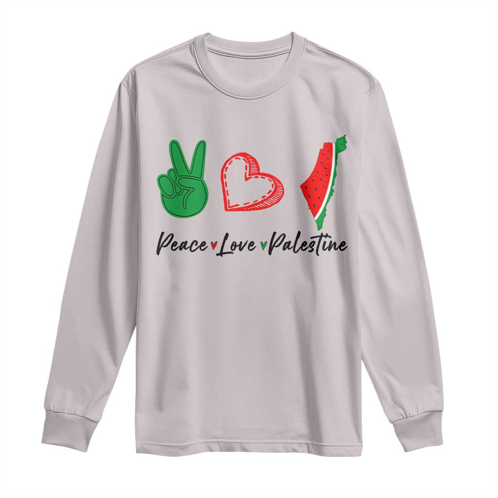 Peace Love Palestine Long Sleeve Shirt Gaza Palestinian Flag - Wonder Print Shop