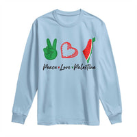 Peace Love Palestine Long Sleeve Shirt Gaza Palestinian Flag - Wonder Print Shop