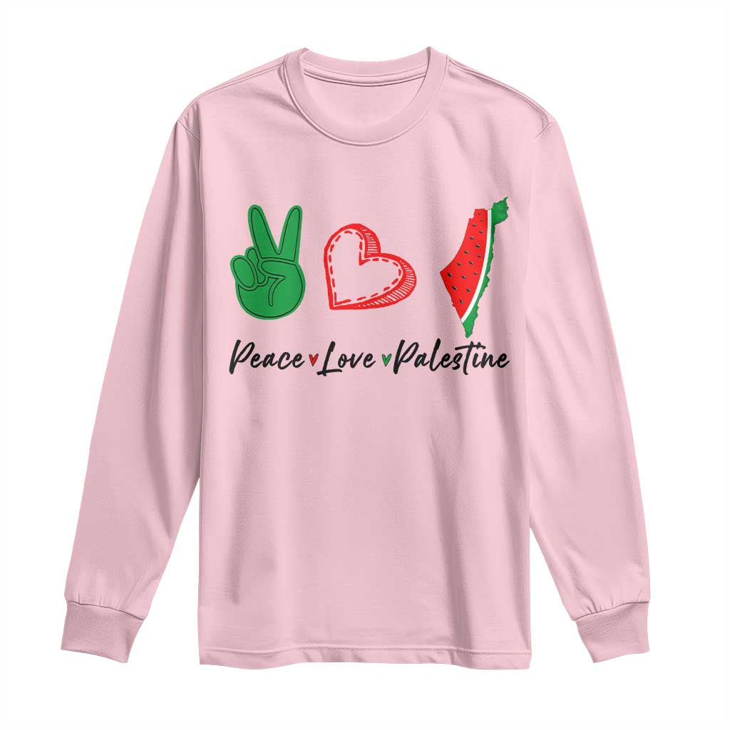 Peace Love Palestine Long Sleeve Shirt Gaza Palestinian Flag - Wonder Print Shop