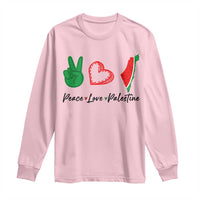 Peace Love Palestine Long Sleeve Shirt Gaza Palestinian Flag - Wonder Print Shop