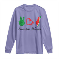 Peace Love Palestine Long Sleeve Shirt Gaza Palestinian Flag - Wonder Print Shop