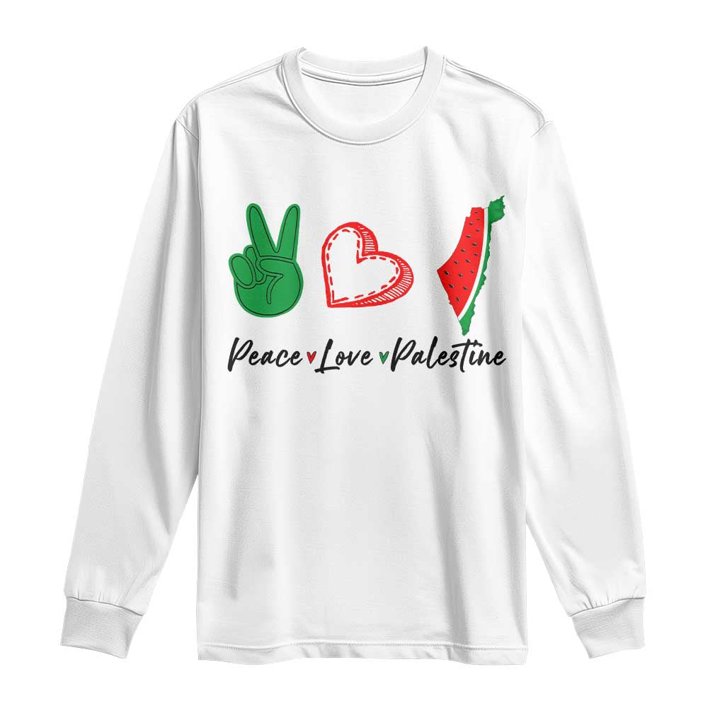 Peace Love Palestine Long Sleeve Shirt Gaza Palestinian Flag - Wonder Print Shop