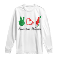 Peace Love Palestine Long Sleeve Shirt Gaza Palestinian Flag - Wonder Print Shop