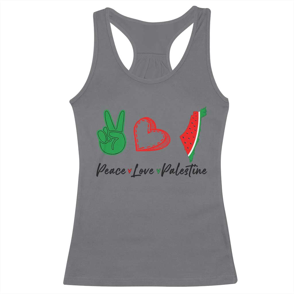 Peace Love Palestine Racerback Tank Top Gaza Palestinian Flag - Wonder Print Shop