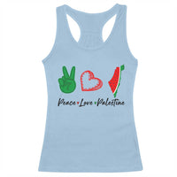 Peace Love Palestine Racerback Tank Top Gaza Palestinian Flag - Wonder Print Shop