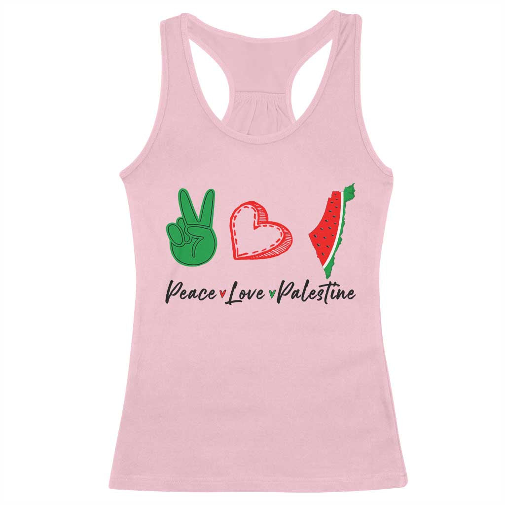 Peace Love Palestine Racerback Tank Top Gaza Palestinian Flag - Wonder Print Shop