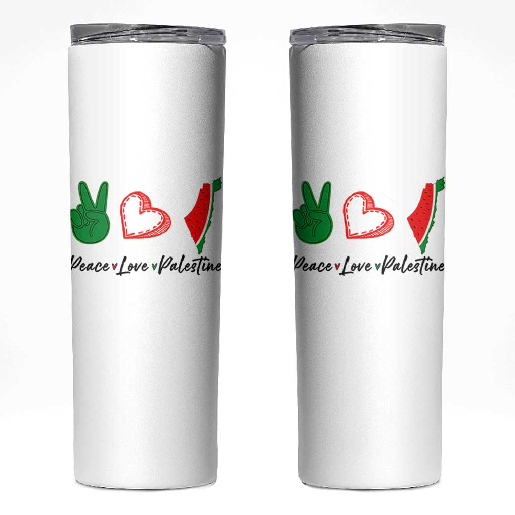 Peace Love Palestine Skinny Tumbler Gaza Palestinian Flag - Wonder Print Shop
