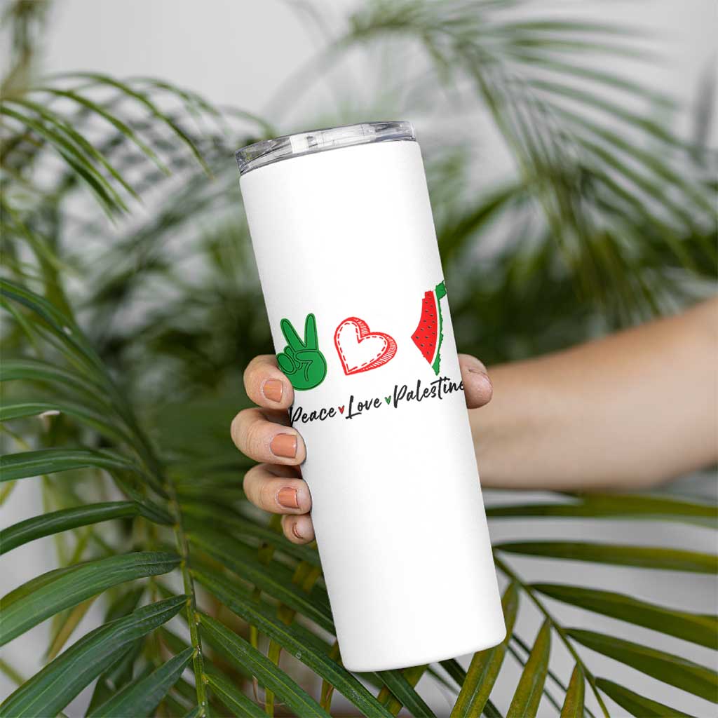Peace Love Palestine Skinny Tumbler Gaza Palestinian Flag - Wonder Print Shop