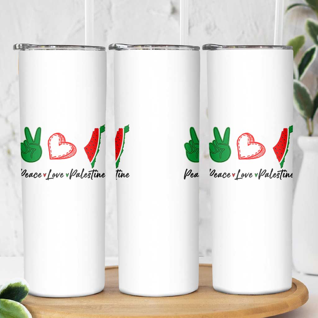 Peace Love Palestine Skinny Tumbler Gaza Palestinian Flag - Wonder Print Shop