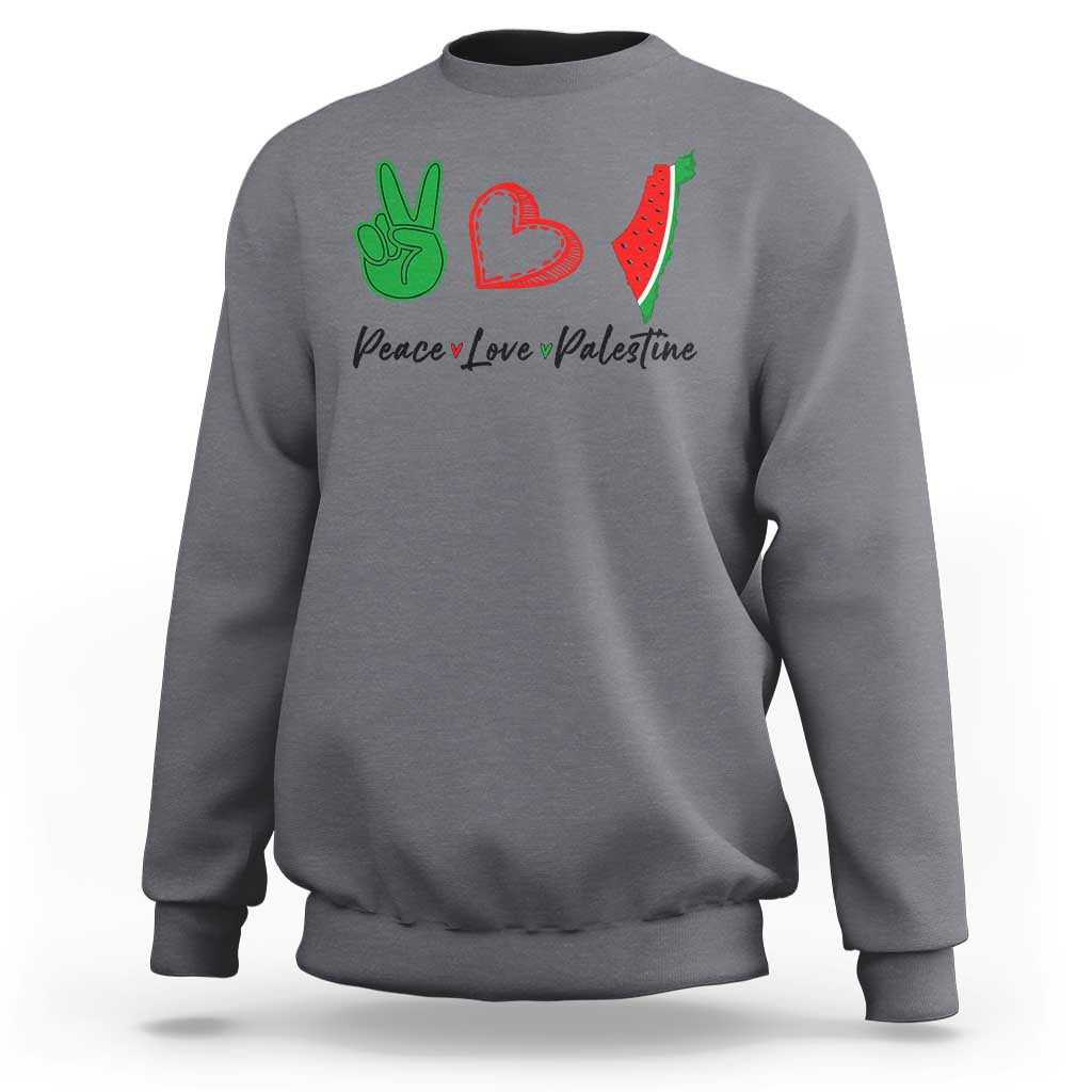 Peace Love Palestine Sweatshirt Gaza Palestinian Flag - Wonder Print Shop