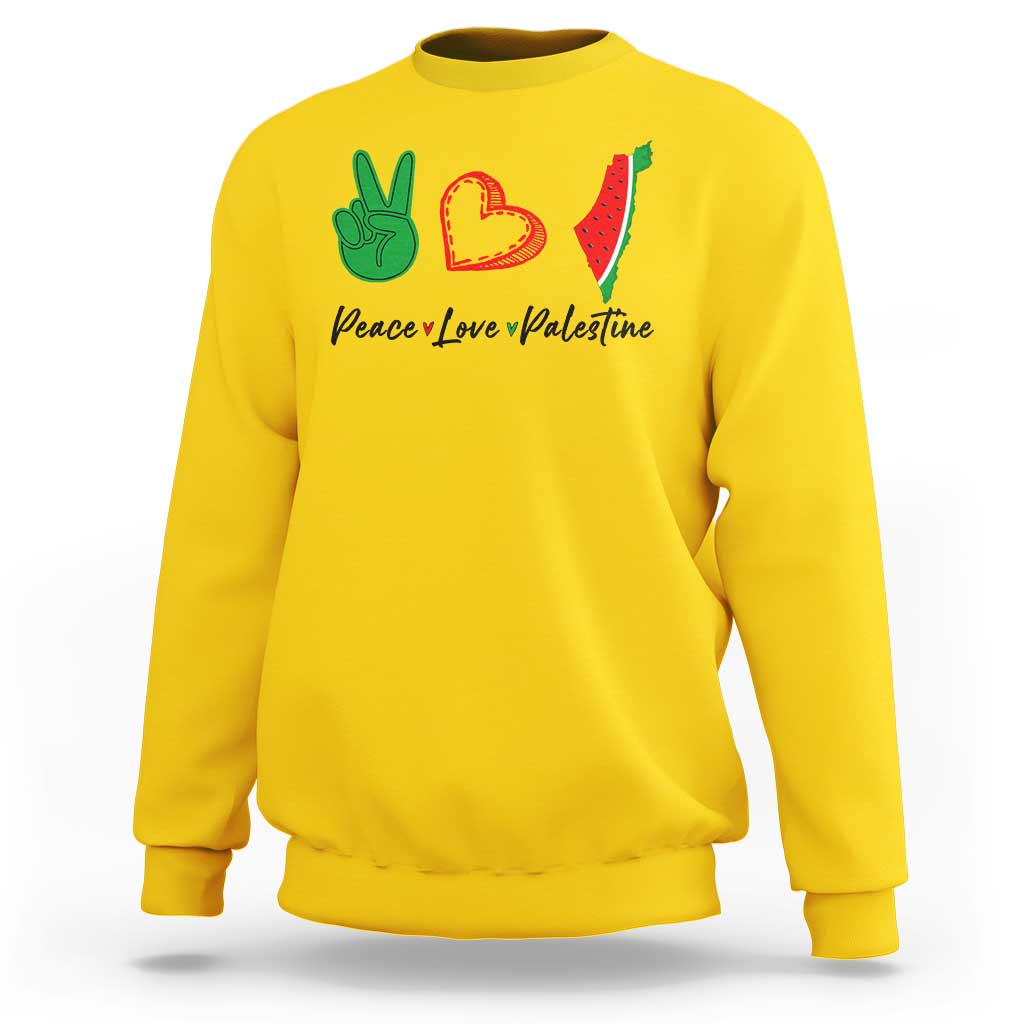 Peace Love Palestine Sweatshirt Gaza Palestinian Flag - Wonder Print Shop